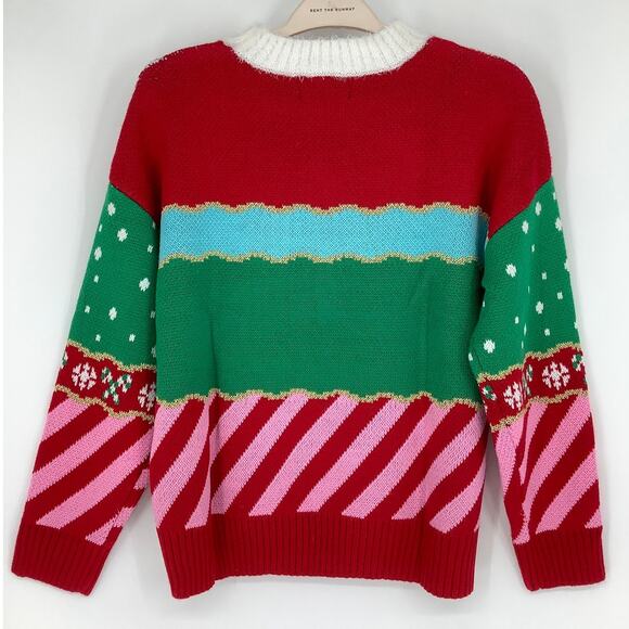 33 Degrees Women XXS Red Merry Jolly Santa Ugly Christmas Sweater Holiday H10-18 - Picture 4 of 7